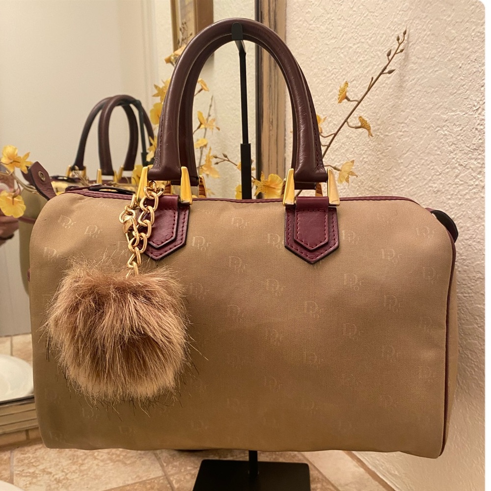 Authentic Christian Dior Vintage Signature Monogram Boston Bag WITH COA
